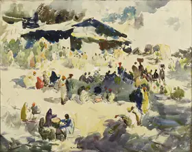 Raza, S.H. (Artist). Market Scene, n.d. | Painting