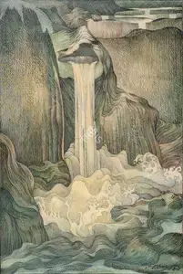 Chakladar, Amalnath (Artist). The Falls, 1980 | Painting