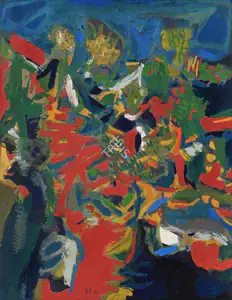 Raza, S.H. (Artist). Untitled (Red Road), 1960 | Painting