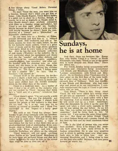 Sundays, he is at home. In <i>Sunday.</i> 4(3), p. 23. Calcutta: Ananda Bazar Patrika, 11 April 1976 | Conversation | CinemaEducation | 00802393