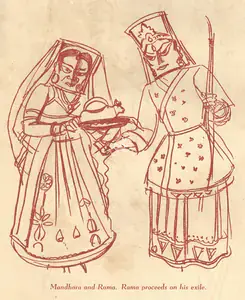 Chavda, Shiavax (Artist). Mandhara and Rama, n.d. | Drawing