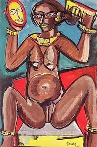 Souza, F.N. (Artist). Untitled (Female Nude), 1949 | Painting