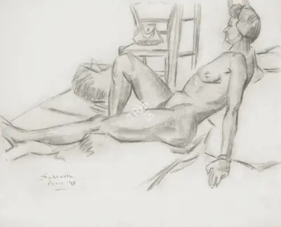Sabavala, Jehangir (Artist). Nude Study (Paris), 1948 | Drawing