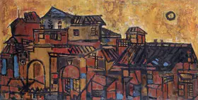 Narayan, Badri (Artist). Houses, 1957 | Painting