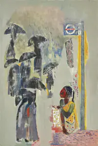 Rao, Rekha (Artist). Flowers in the Rain, 1988 | Painting