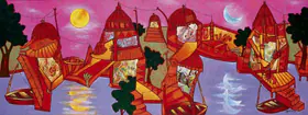 Parekh, Manu (Artist). Landscape With Moon & Sun, 2010 | Painting