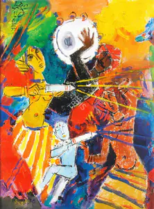 Husain, M.F. (Artist). Holi, 1977 | Painting