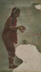 Baij, Ramkinkar (Artist). Worshiping Woman, c.1960 | Painting