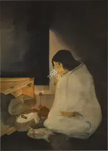 Banerjee, Satyendranath (Artist). Sad Moments, 1922 | Painting