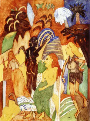 Subramanyan, K.G. (Artist). Figures in Landscape , 1991 | Painting