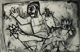 Narayan, Badri (Artist). Fowl Seller, 1965 | Painting