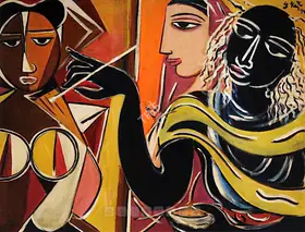 Keyt, George (Artist). Artist With Models, 1974 | Painting