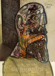 Souza, F.N. (Artist). Untitled (Head Of A Saint), 1967 | Painting