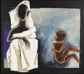 Husain, M.F. (Artist). Untitled (Children of Calcutta), c.1970s | Painting