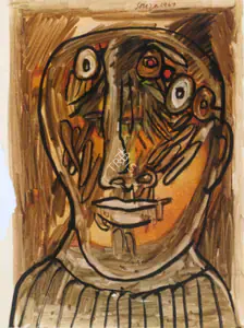 Souza, F.N. (Artist). Portrait Of A Man, 1969 | Painting
