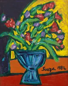 Souza, F.N. (Artist). Flowers, 1984 | Painting