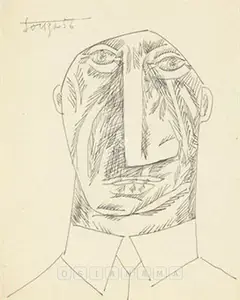 Souza, F.N. (Artist). Untitled (Head Of A Man), 1956 | Drawing