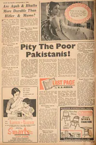 Abbas, Khwaja Ahmad (Columnist). Pity the Poor Pakistanis !. In <i>Blitz - India's Greatest Weekly.</i> p. 20. Bombay: R.K. Karanjia, 06 November 1965 | Essay | CinemaEducation | 00465454