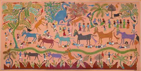 Bai, Bhuri (Artist). Ghodi Pooja & Dev Utara Poojan During Diwali, n.d. | Painting
