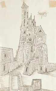 Souza, F.N. (Artist). Untitled (Church), 1969 | Drawing