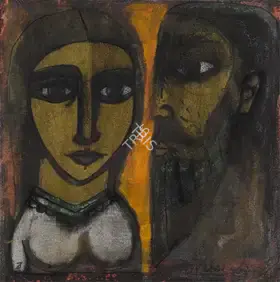 Narayan, Badri (Artist). Untitled (Gold Couple), n.d. | Painting