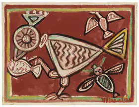 Roy, Jamini (Artist). Untitled (Bird with Fish and Insect), n.d. | Painting
