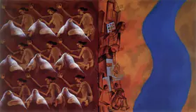 Caur, Arpana (Artist). Threatened City, 1970's | Painting