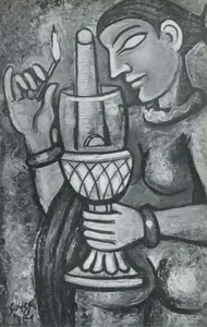 Souza, F.N. (Artist). Woman with Lamp, 1949 | Painting