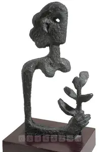 Chaudhuri, Sankho (Artist). Women With Flower, c.1960 | Sculpture