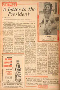 Abbas, Khwaja Ahmad (Columnist). A Letter to the President. In <i>Blitz - India's Greatest Weekly.</i> p. 24. Bombay: R.K. Karanjia, 23 October 1971 | Essay | CinemaEducation | 00465610
