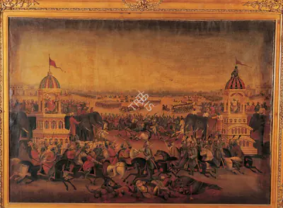 Unknown German Artist (Artist). Arjuna & Bhisma Mahabharata Yudh Scene, 1913-1916 | Painting
