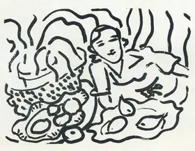 Unknown (Artist). Foug re, Fruits et Figure Feminine, n.d. | Drawing