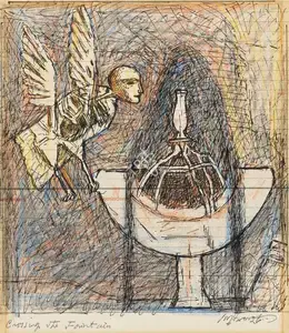Pyne, Ganesh (Artist). Crossing the Fountain, circa 1992 | Painting