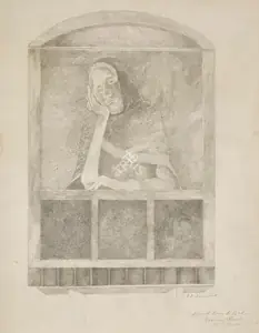 Khanna, Krishen (Artist). Untitled (Woman at Window), c. early 1980s | Drawing