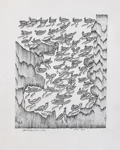 Shyam, Jangarh Singh (Artist). Fanfa Keeda (Gond Art), 1989 | Drawing