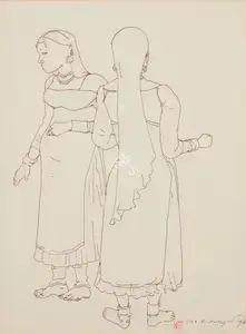 Ramachandran, A. (Artist). Untitled (Two Women), 1973 | Drawing