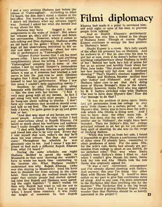 Filmi diplomacy. In <i>Sunday.</i> 4(2), p. 23. Calcutta: Ananda Bazar Patrika, 04 April 1976 | Conversation | CinemaEducation | 00802391