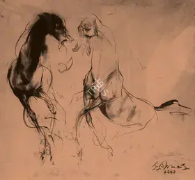 Das, Sunil (Artist). Horses Series, 1959 | Drawing