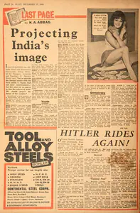 Abbas, Khwaja Ahmad (Columnist). Projecting India's Image. In <i>Blitz - India's Greatest Weekly.</i> p. 24. Bombay: R.K. Karanjia, 17 December 1966 | Essay | CinemaEducation | 00464939
