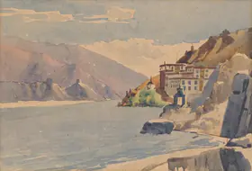 Krishna, Kanwal (Artist). A Tibetan lake, n.d. | Painting