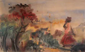 Mookherjea, Sailoz (Artist). Village Scene, n.d. | Painting