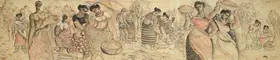 Sadequain (Artist). Untitled (Village Scene), c.1950 | Drawing