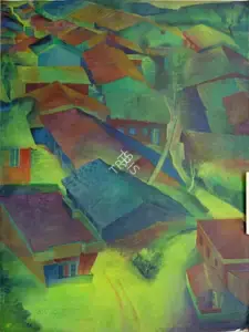 Mansoori, Nabibaksh (Artist). Village Scape, n.d. | Painting