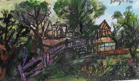 Souza, F.N. (Artist). Untitled (A country farm), 1984 | Painting