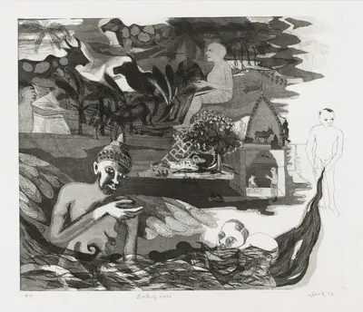 Khakhar, Bhupen (Artist). Birth of Water, 1993 | Graphic Art