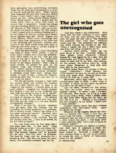 Bharathi, N. (Interviewer). The Girl who goes unrecognised. In <i>Sunday.</i> 3(1), p. 23. Calcutta: Ananda Bazar Patrika, 16 March 1975 | Conversation | CinemaEducation | 00802352