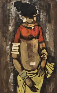 Sivanesan, M. (Artist). Untitled (Woman in Red and Yellow), n.d. | Painting