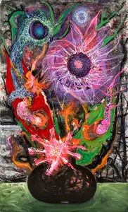 Parekh, Manu (Artist). Chanting with Flowers, 2018 | Painting