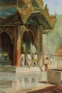 Law, Bhavani Charan (Artist). Temple Scene, n.d. | Painting