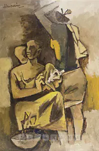 Husain, M.F. (Artist). Farmer's Family, n.d. | Painting